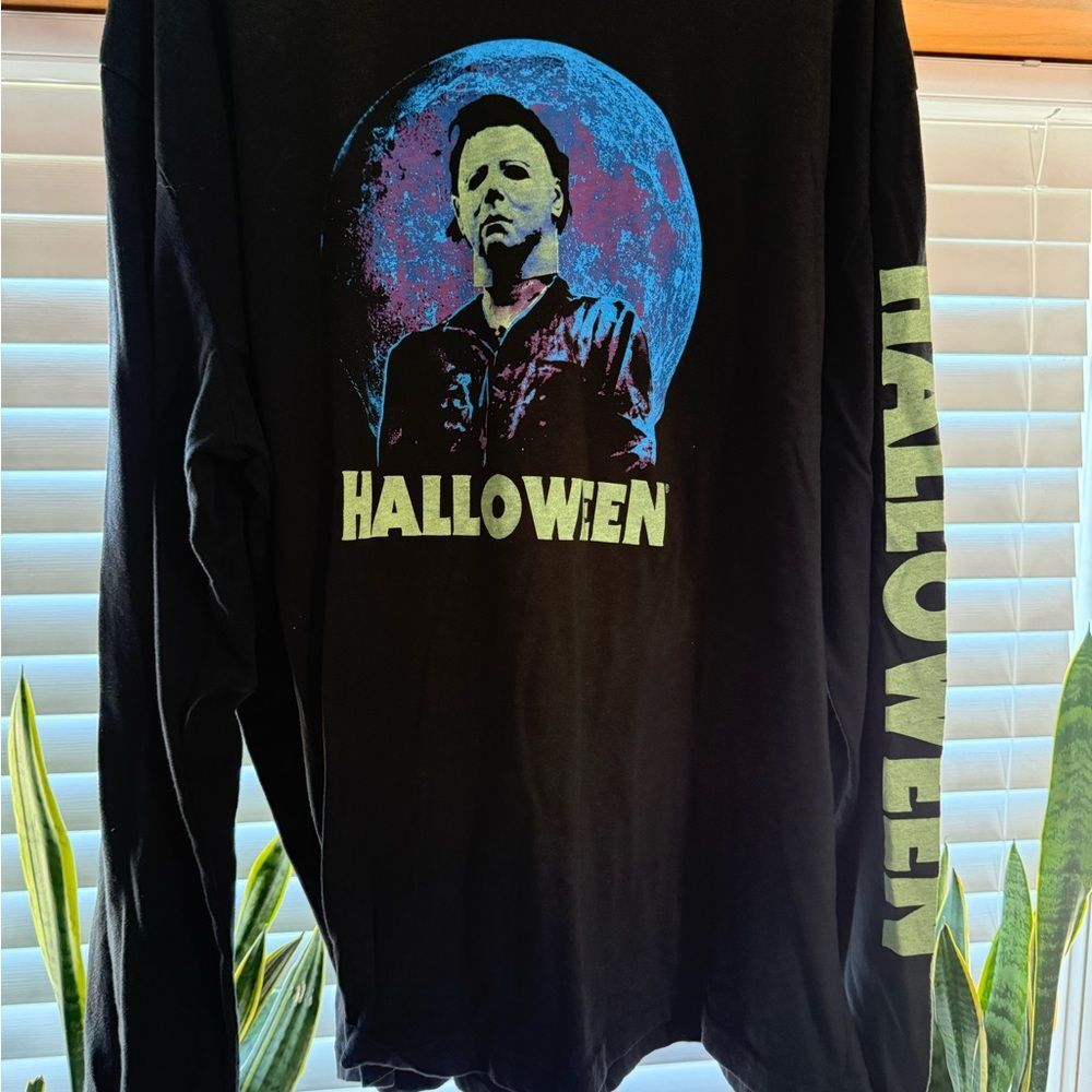 Halloween Michael Myers Long Sleeve Graphic Tee with Sleeve Hit 3XL